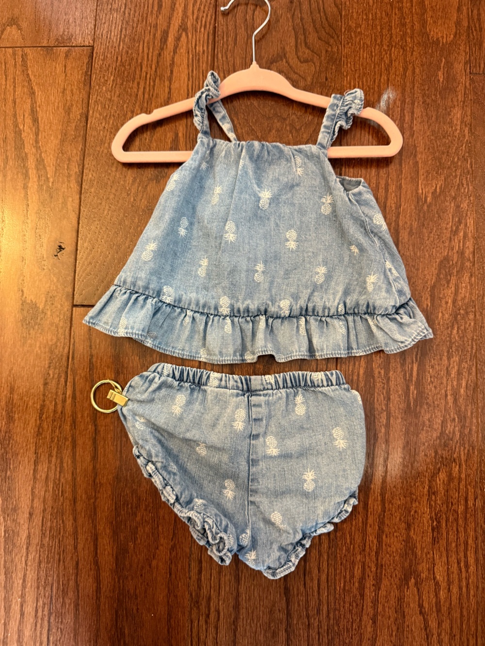 Janie and Jack Light Blue Pineapple Print Matching Shorts Set